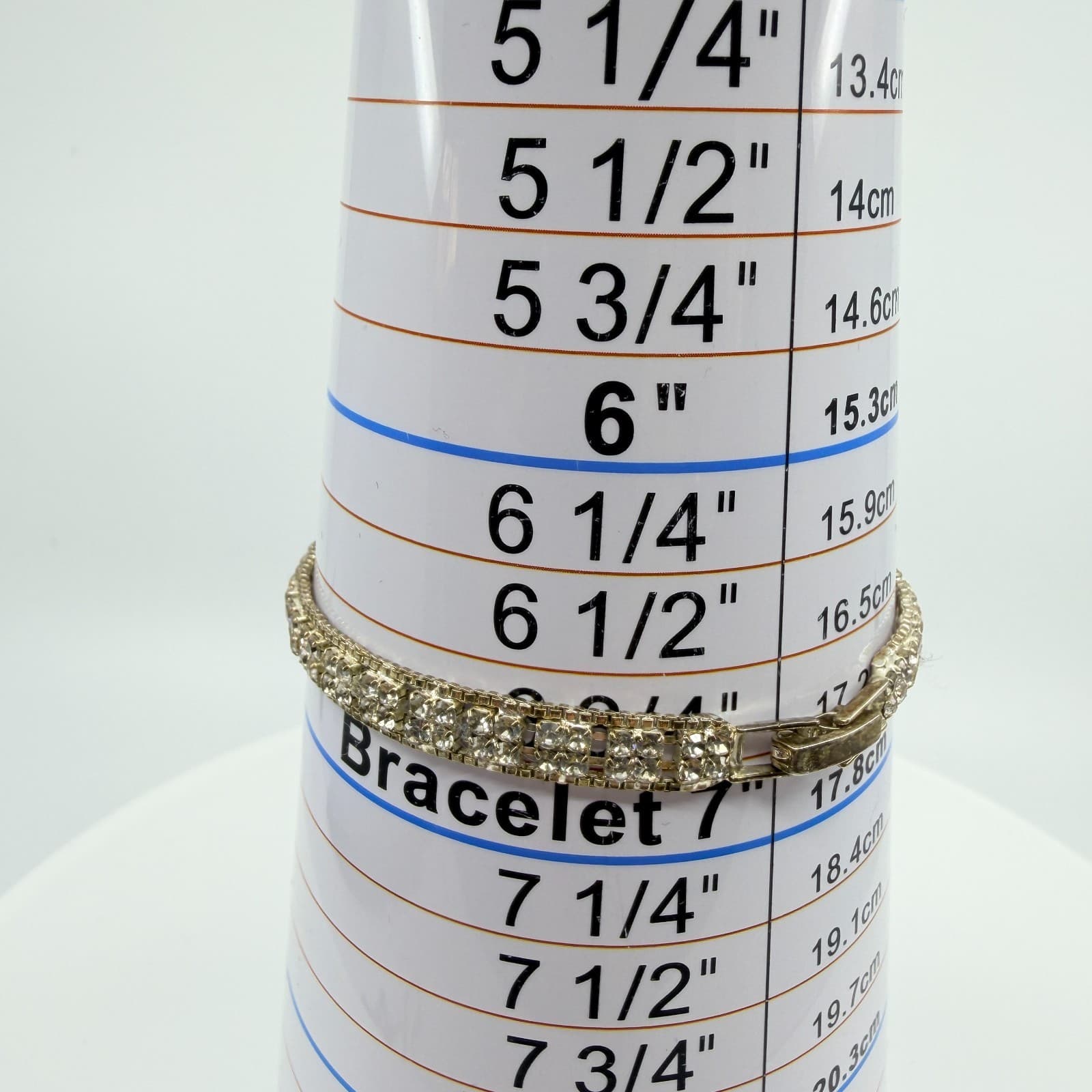 Vtg Silver Tone Tennis Bracelet Multi Row Clear Rhinestone Cup Chain Deco Y2K - Thumbnail 8
