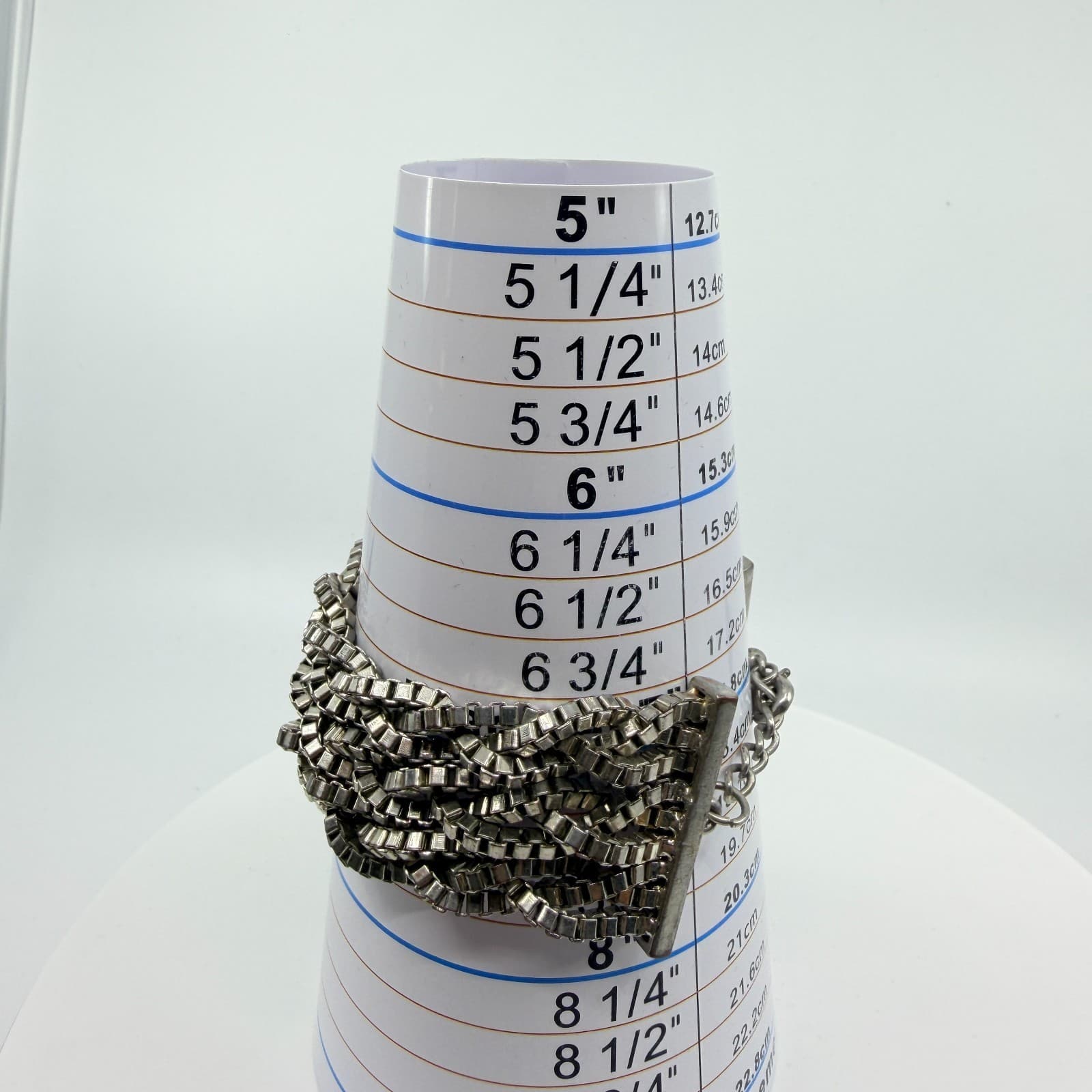Vintage Y2K Silver Tone Multi Strand Braided Box Chain Chunky Statement Bracelet - Thumbnail 10