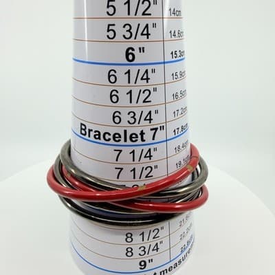 Vintage Gunmetal Red Enamel Bangle Bracelet Set Interlocking Stackable Retro 90S - Thumbnail 7