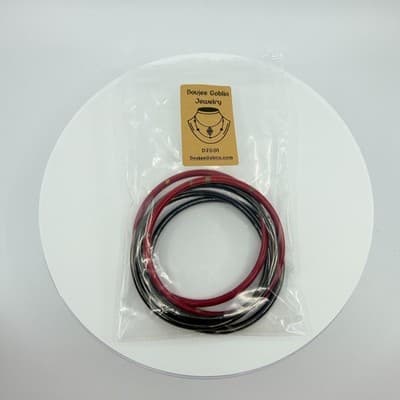 Vintage Gunmetal Red Enamel Bangle Bracelet Set Interlocking Stackable Retro 90S - Thumbnail 8