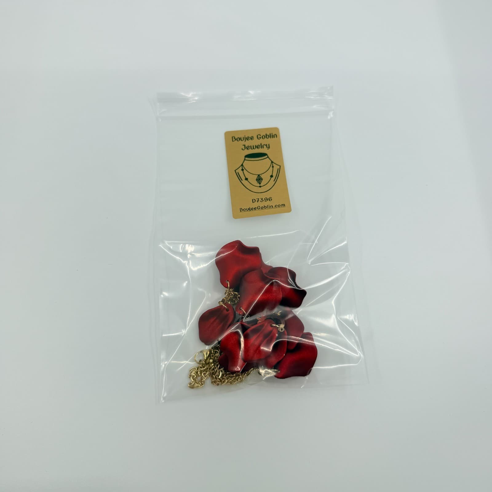 VTG Gold Tone Red Rose Petal Necklace Floral Cluster Matte Statement Bib Boho - Thumbnail 11