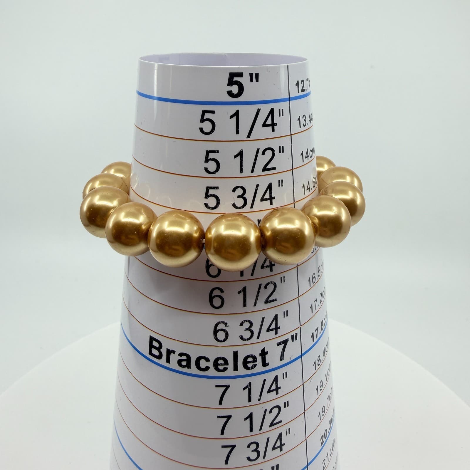 Vintage Gold Tone Faux Pearl Stretch Bracelet Rhinestone Disco Ball Bead Chunky - Thumbnail 9