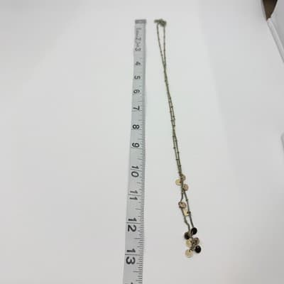 Vintage Gold Tone Chain Necklace Dangle Disc Coin Charms Shimmer Boho Minimalist - Thumbnail 7