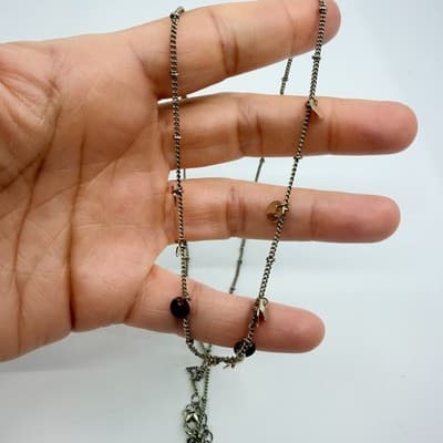 Vintage Gold Tone Chain Necklace Dangle Disc Coin Charms Shimmer Boho Minimalist - Thumbnail 6