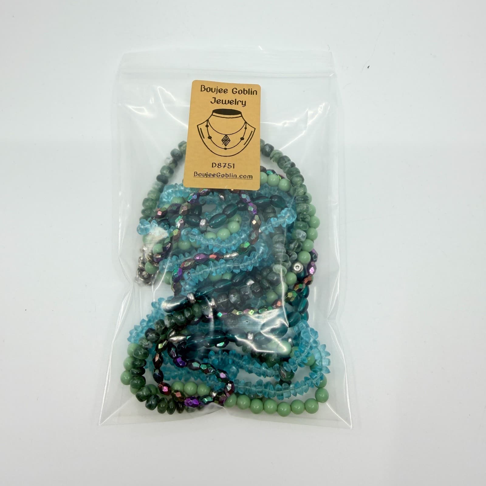 Vintage Y2K Multi Strand Beaded Statement Necklace Teal Aqua Green Chunky Retro - Thumbnail 11