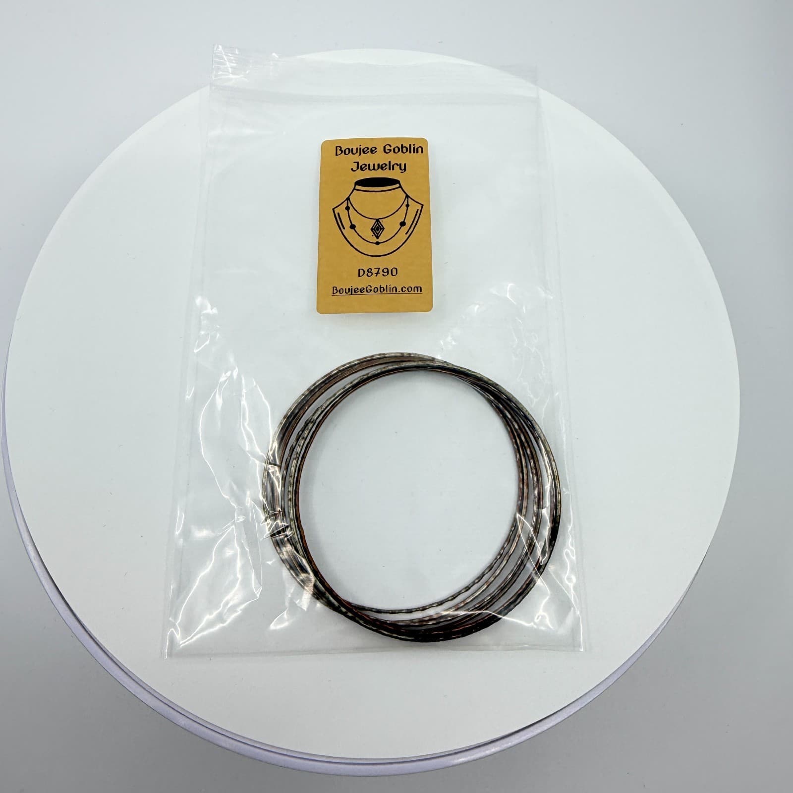 VTG Mixed Metal Patterned Bangle Bracelets Silver & Copper Tone Set of 6 Stack - Thumbnail 9