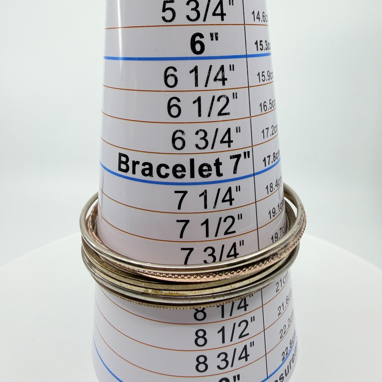 VTG Retro Mixed Metal Stacking Bangle Bracelet Set Tri Tone Textured Geometric - Thumbnail 9
