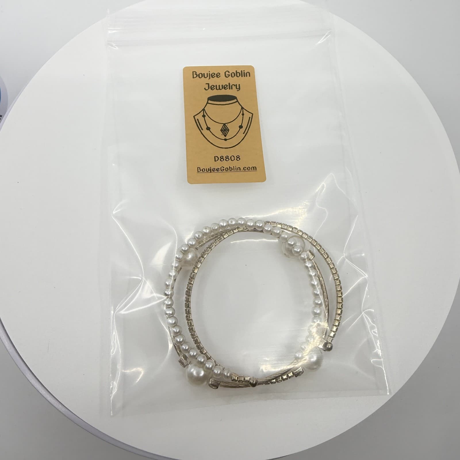 Vintage Faux Pearl Rhinestone Coil Wrap Bracelet Gold Tone Layered Cuff Retro - Thumbnail 10