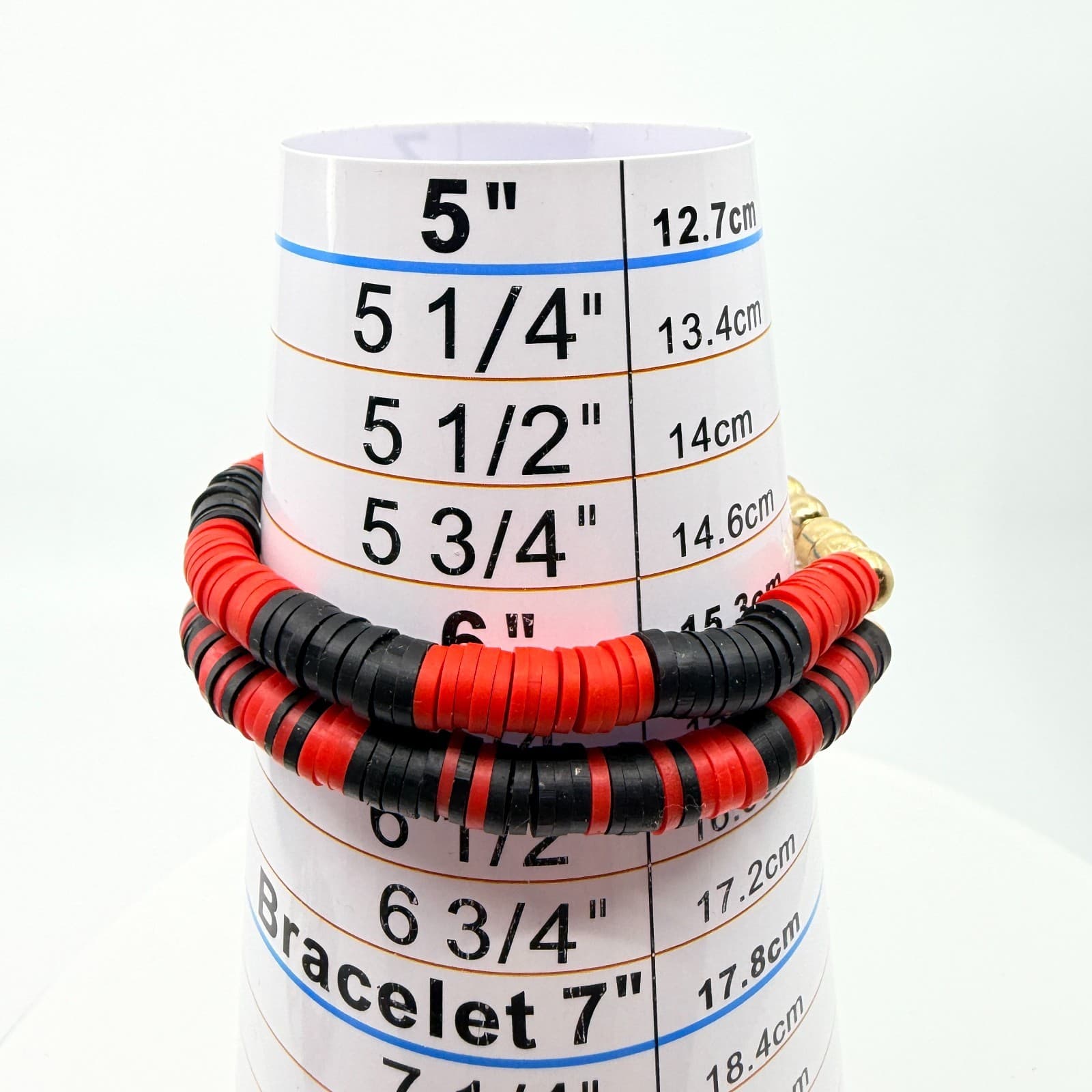Vintage Game Day Football Touchdown Beaded Stretch Bracelets Red Black Stack Set - Thumbnail 14