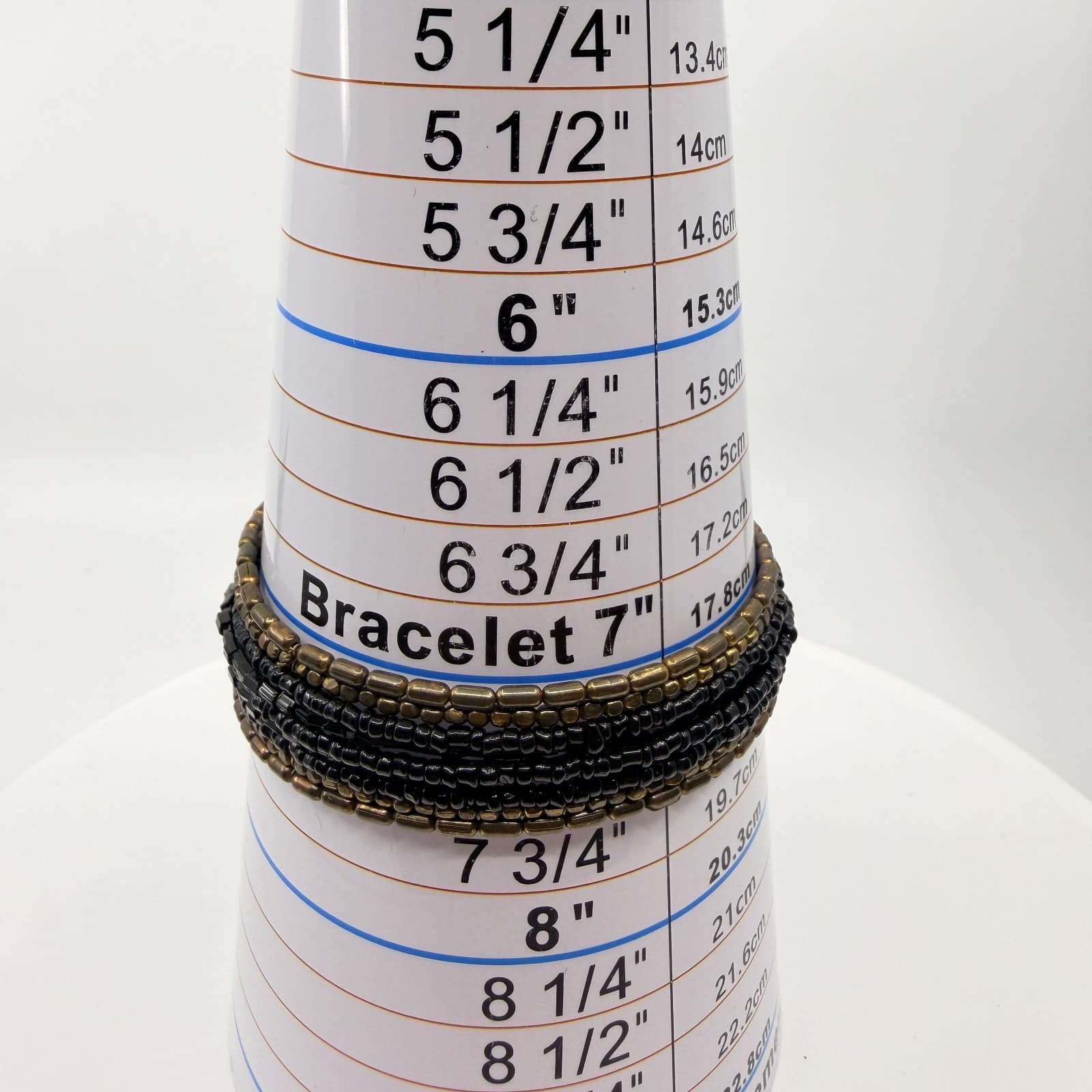 Vintage Y2K Gothic Black Seed Bead Bronze Multi Strand Wide Cuff Bracelet Retro - Thumbnail 11
