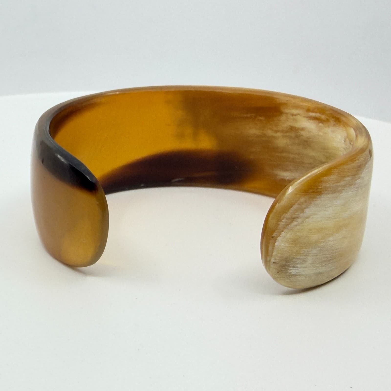 Vintage Natural Horn Cuff Bracelet Boho Chunky Brown Ochre Started Bangle Retro - Thumbnail 4