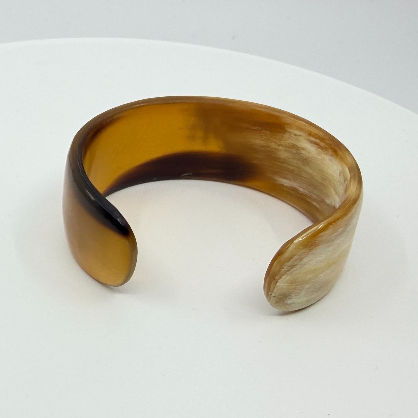 Vintage Natural Horn Cuff Bracelet Boho Chunky Brown Ochre Started Bangle Retro - Thumbnail 5