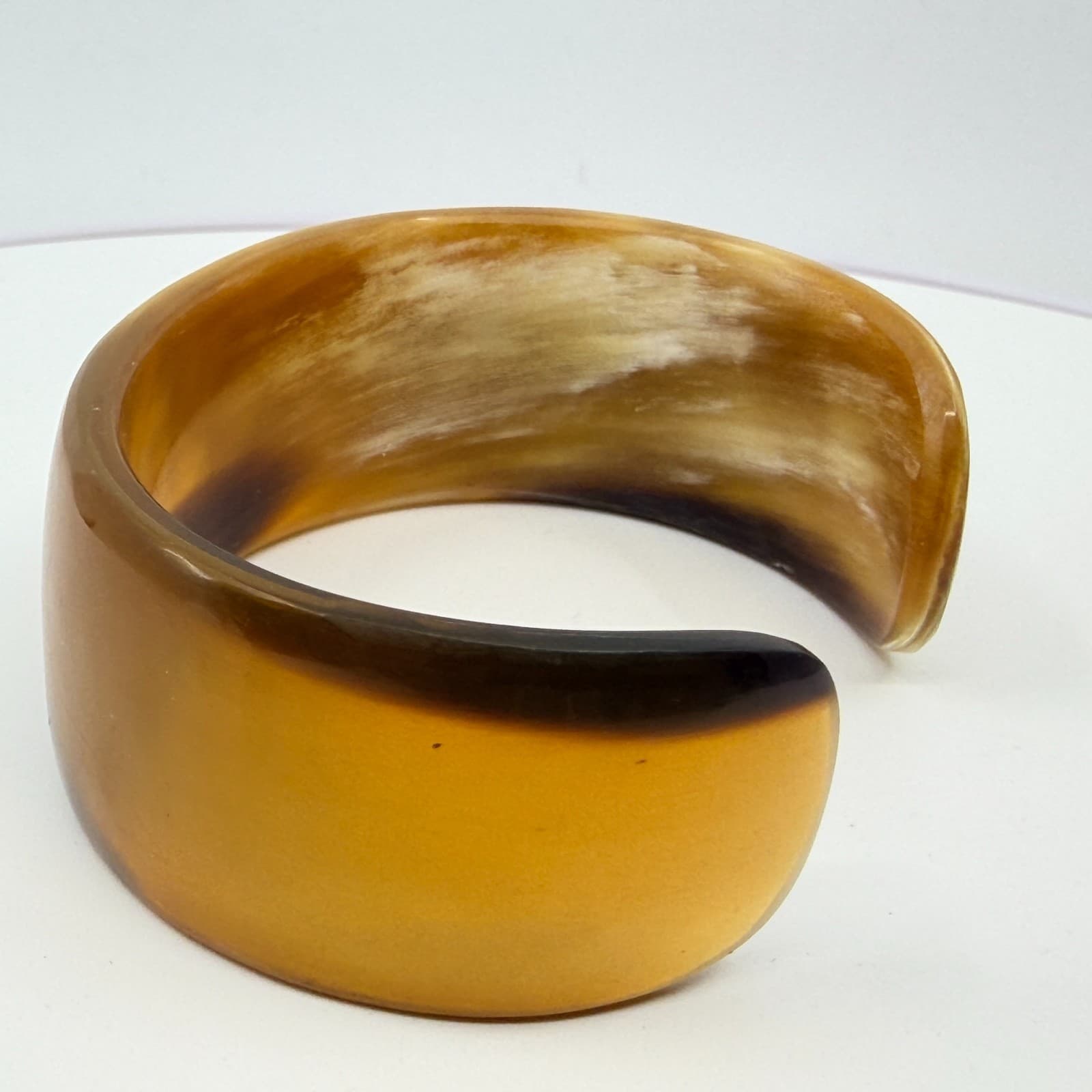 Vintage Natural Horn Cuff Bracelet Boho Chunky Brown Ochre Started Bangle Retro - Thumbnail 6