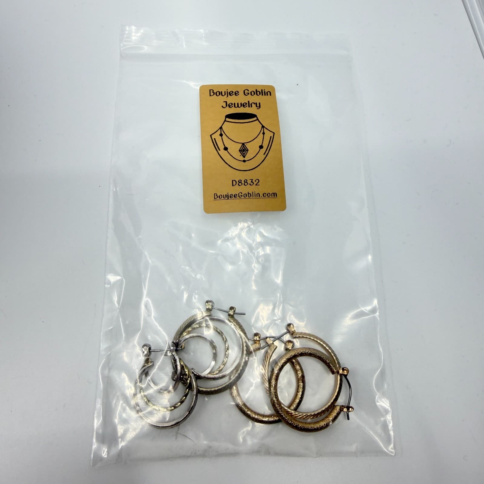 Vintage Y2K Gold & Silver Tone Textured Hoop Earrings Multi Pack Lot Classic - Thumbnail 11