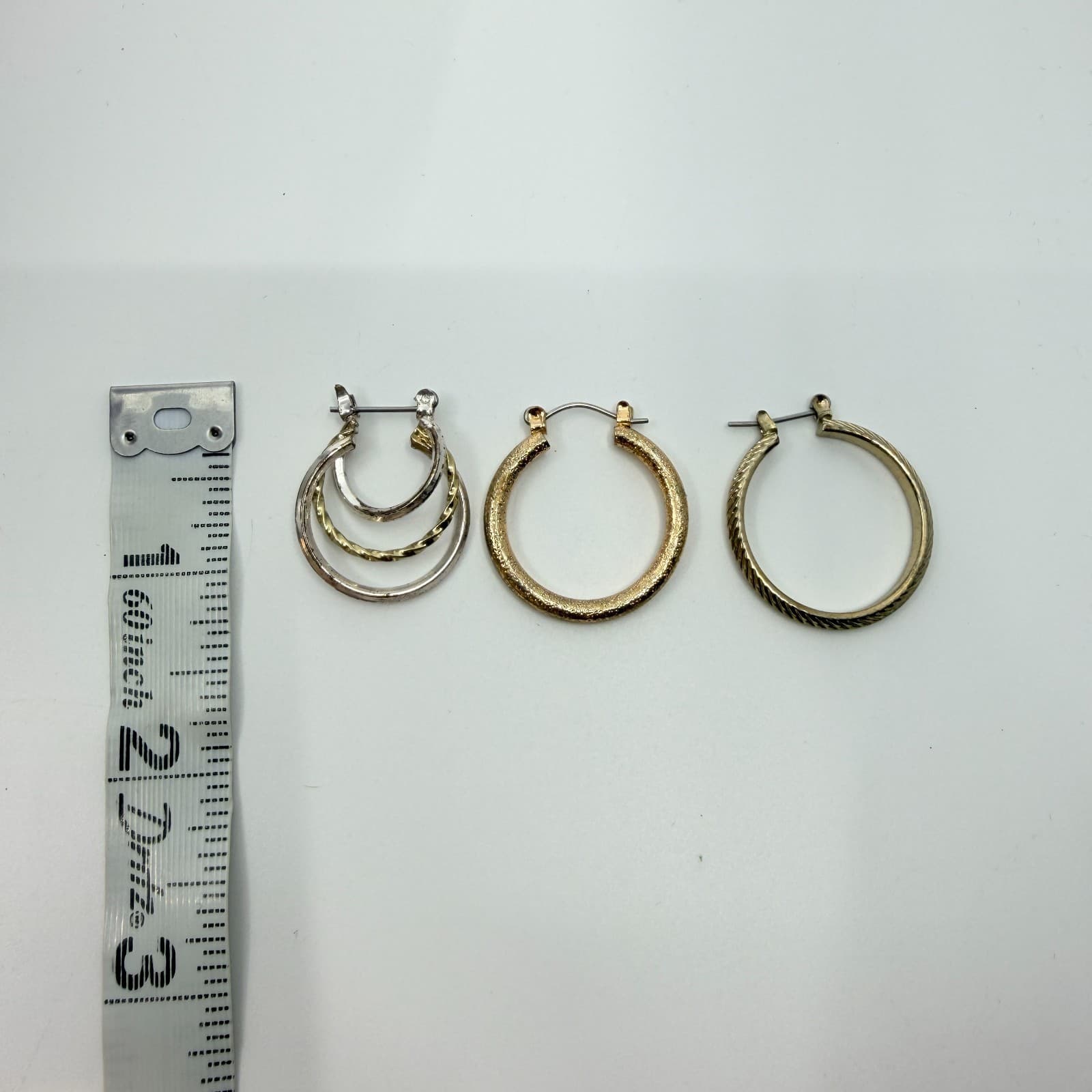 Vintage Y2K Gold & Silver Tone Textured Hoop Earrings Multi Pack Lot Classic - Thumbnail 10