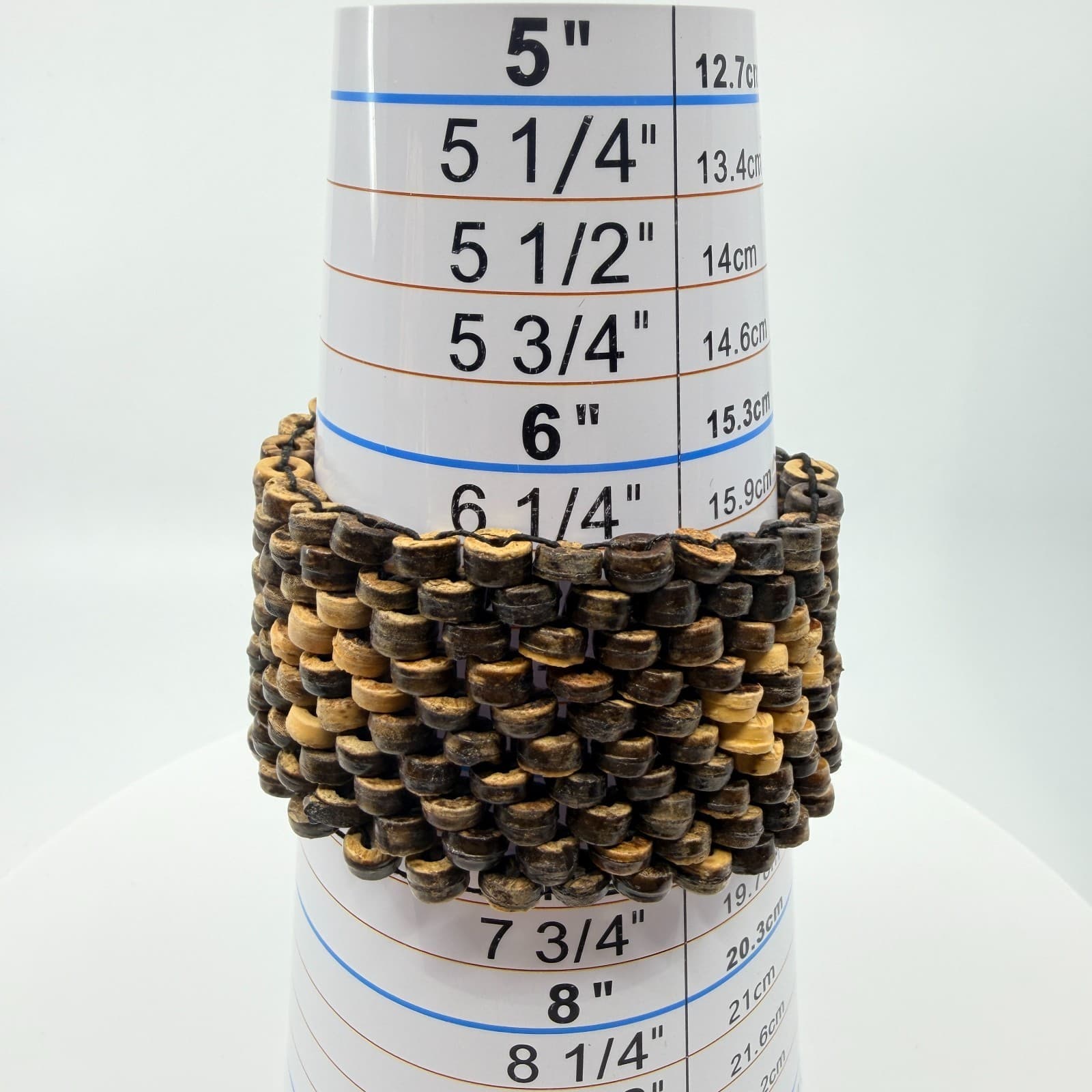 Vintage Boho Wide Coconut Shell Beaded Multi Row Stretch Cuff Bracelet Classic - Thumbnail 9