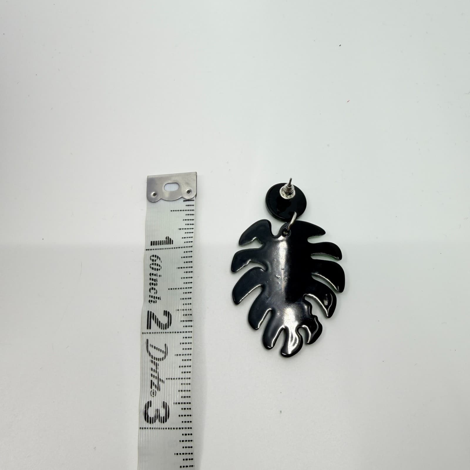 VTG Green Acrylic Monstera Leaf Drop Earrings Retro Tropical Statement Dangle - Thumbnail 7