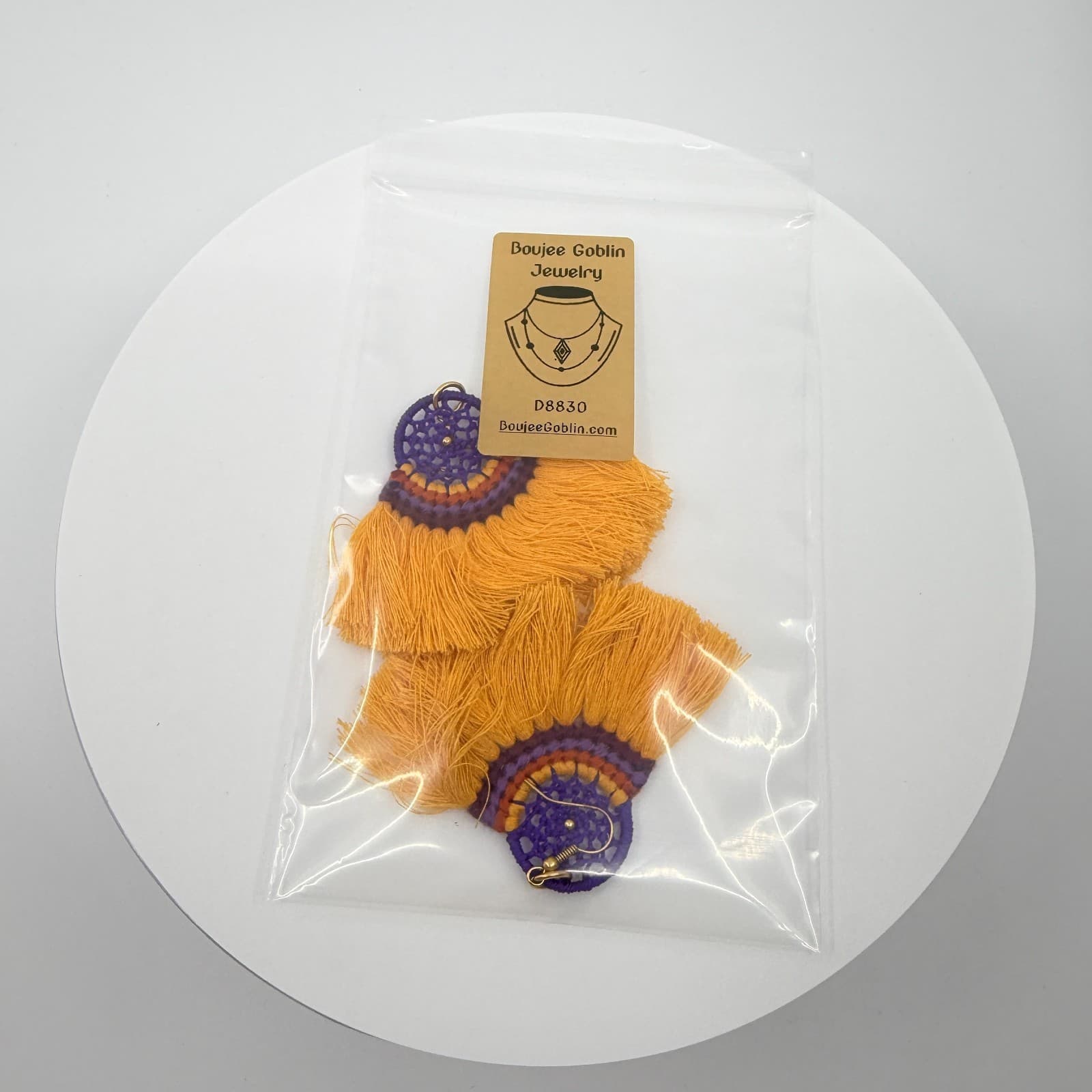 VTG Boho Yellow Purple Tassel Earrings Retro Dreamcatcher Chic Dangle Earrings - Thumbnail 9