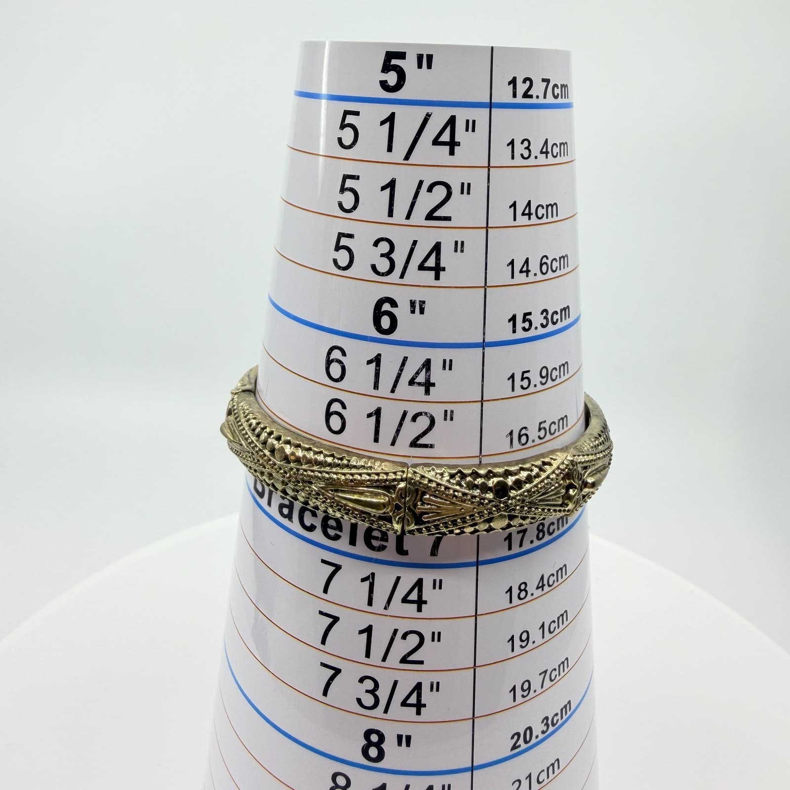 Vintage Antique Gold Tone Textured Segmented Stretch Bangle Cuff Bracelet Retro - Thumbnail 7