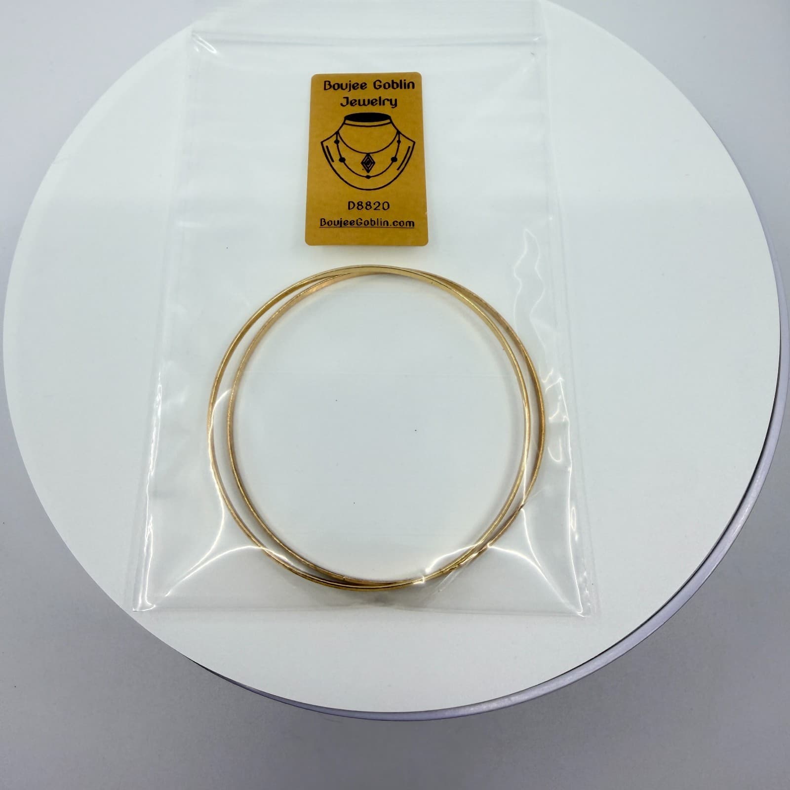 Vintage Gold Tone Thin Bangle Bracelets Set Minimalist Stackable Set of 2 Retro - Thumbnail 9