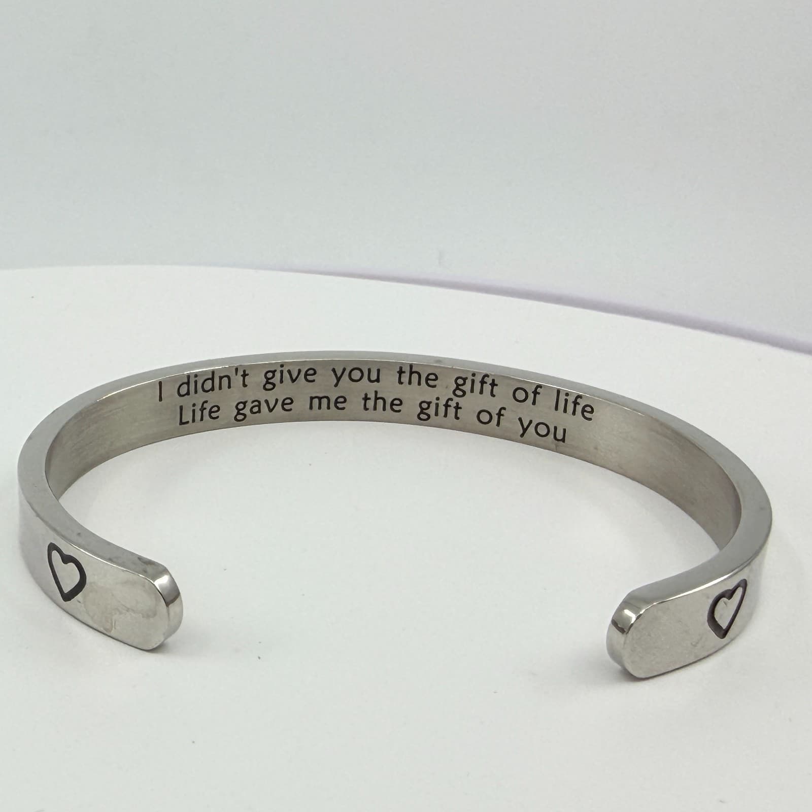 Vintage Silver Tone Bonus Daughter Engraved Message Inspirational Cuff Bracelet - Thumbnail 6