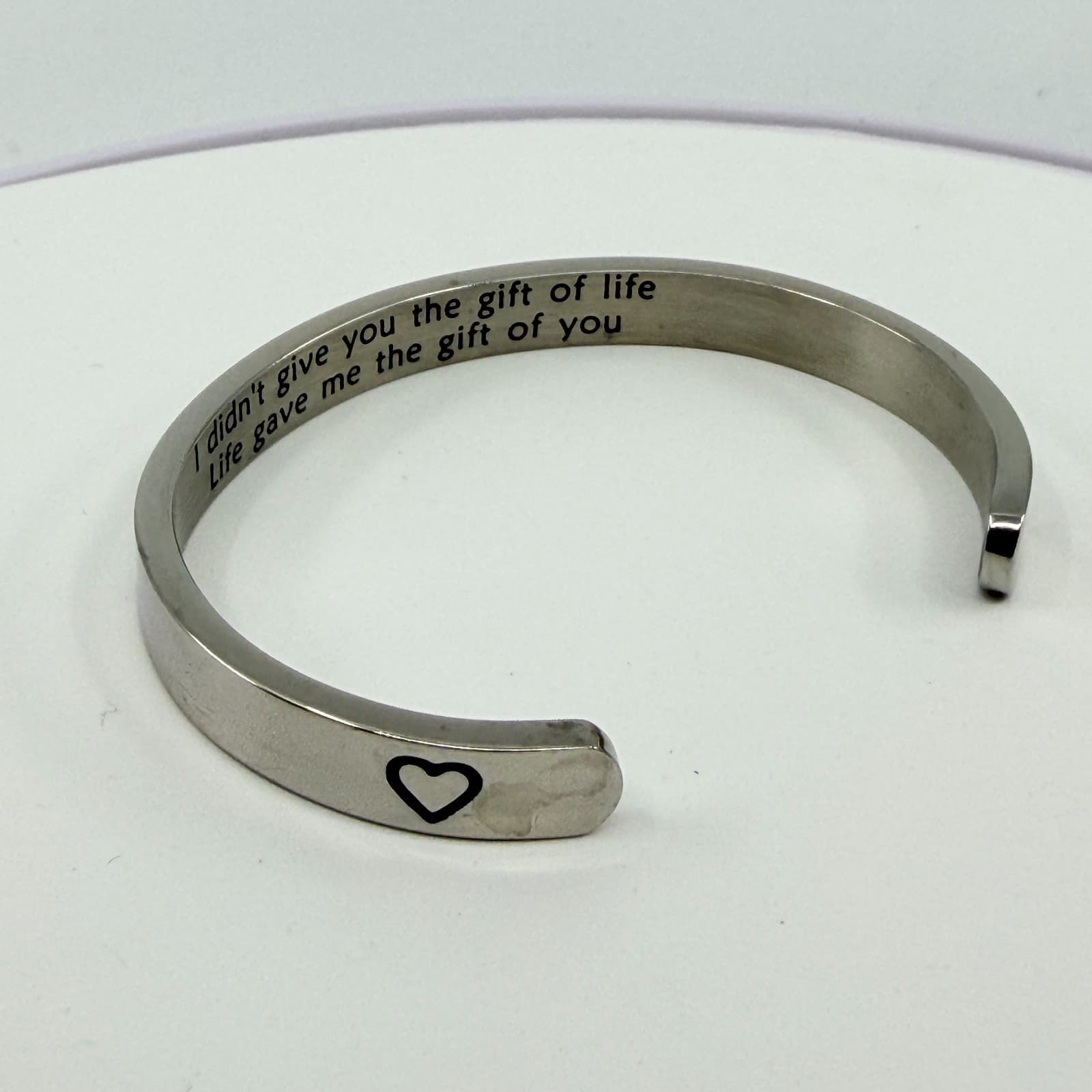 Vintage Silver Tone Bonus Daughter Engraved Message Inspirational Cuff Bracelet - Thumbnail 8