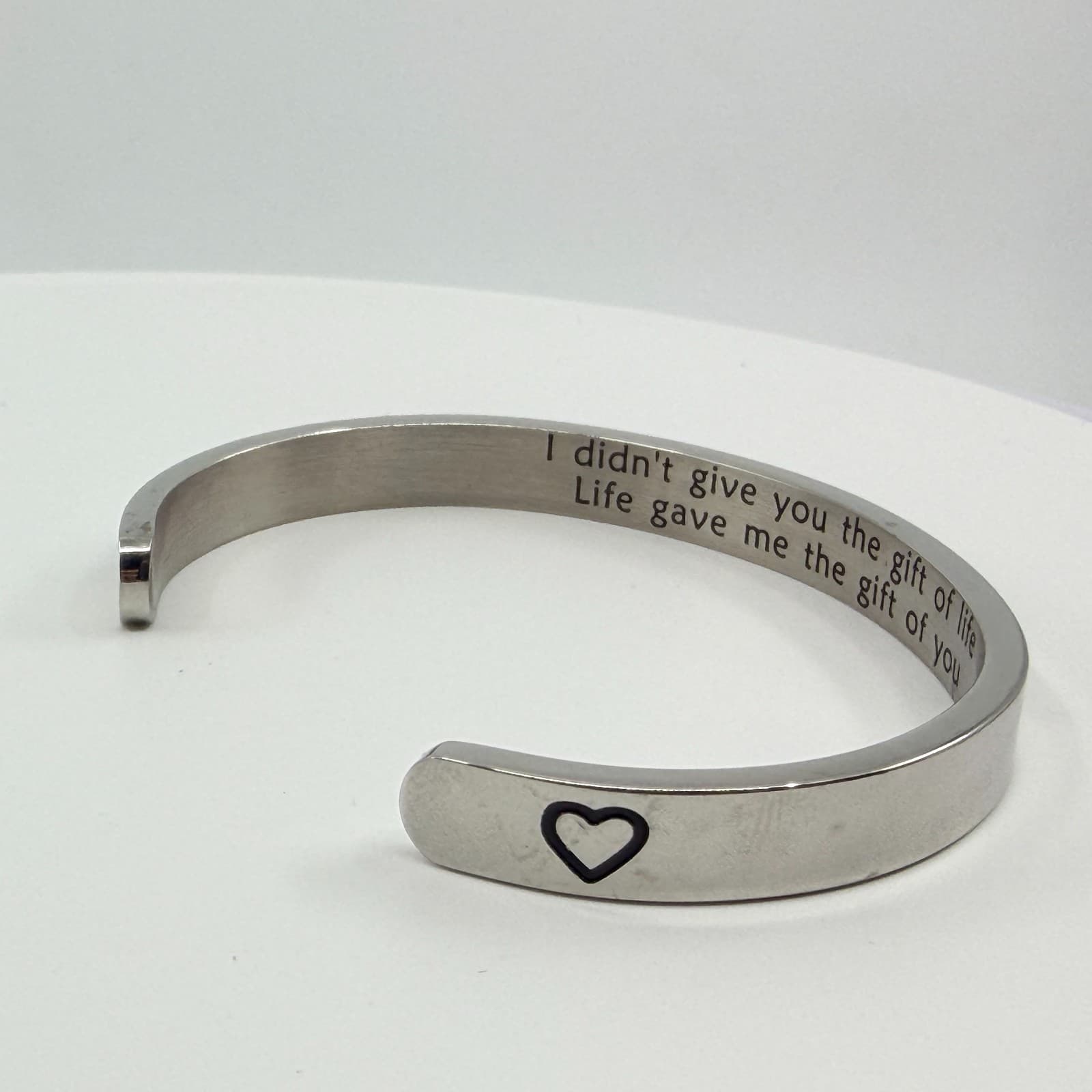 Vintage Silver Tone Bonus Daughter Engraved Message Inspirational Cuff Bracelet - Thumbnail 5