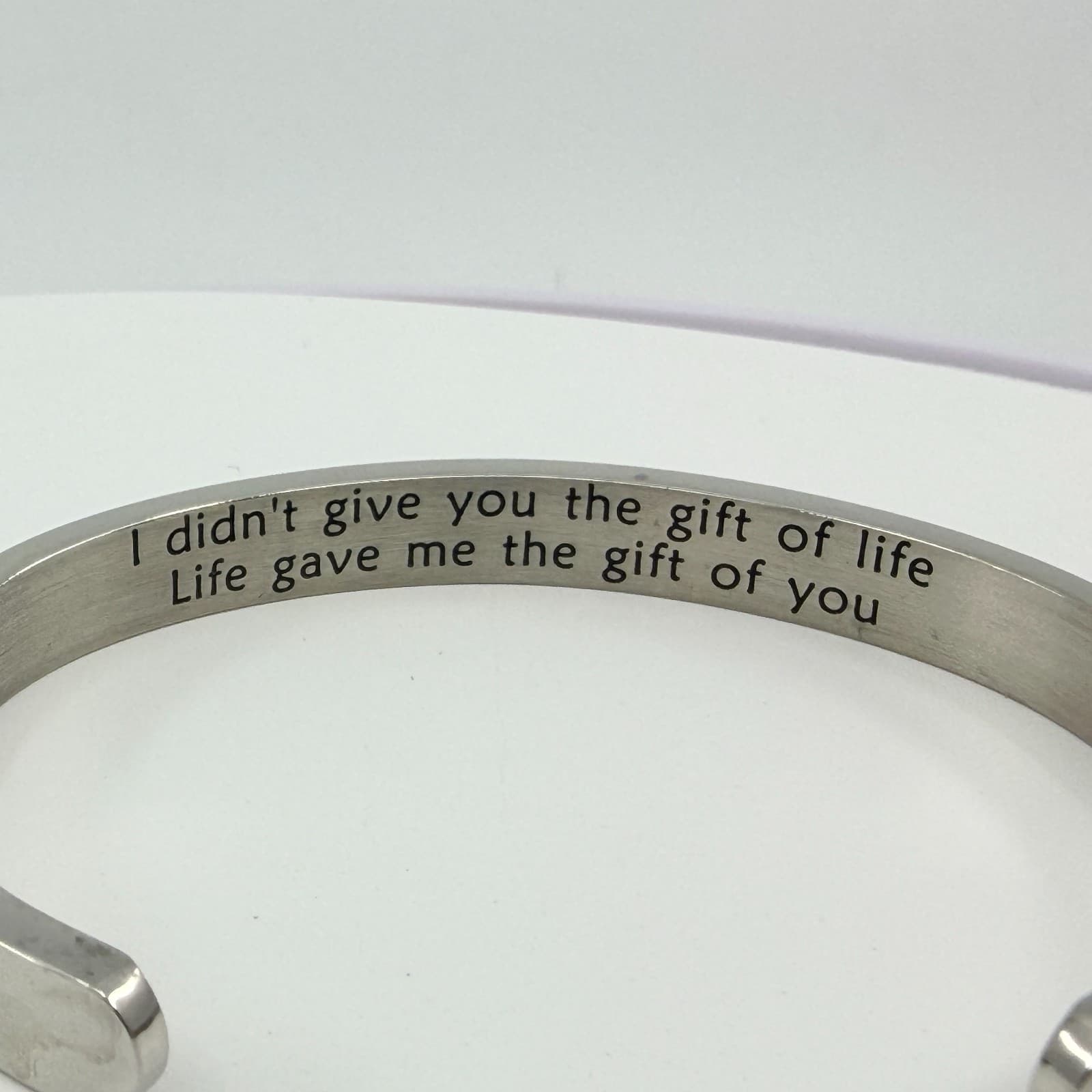 Vintage Silver Tone Bonus Daughter Engraved Message Inspirational Cuff Bracelet - Thumbnail 7