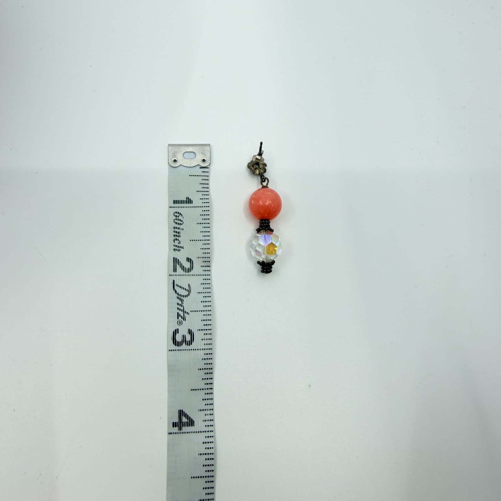 Vintage Retro Coral Pink AB Crystal Dangle Earrings Bronze Tone Rose Studs 80s - Thumbnail 9
