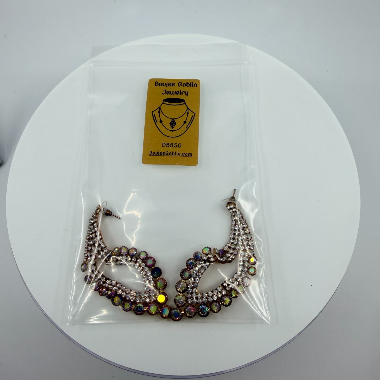 Vintage Aurora Borealis Rhinestone Chandelier Statement Earrings Gold Tone Y2K - Thumbnail 10