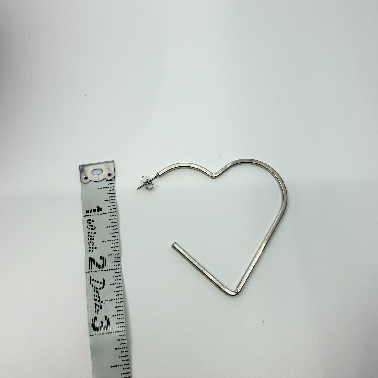 Vintage Y2K Silver Tone Oversized Open Heart Wire Hoop Statement Earrings - Thumbnail 9
