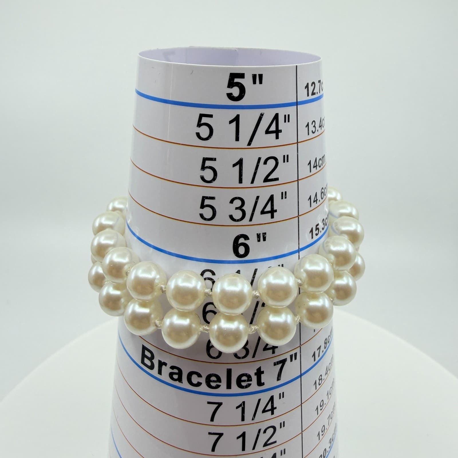 Vintage Double Strand White Faux Pearl Bracelet Gold Tone Statement Clasp Y2K - Thumbnail 8