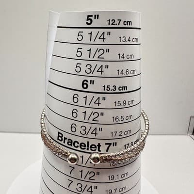 Vintage 90s Silver Tone Clear Glass Double Wrap Bangle Bracelet Women Fashion - Thumbnail 7
