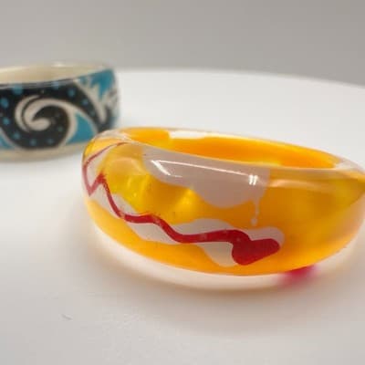 Vintage 90s Boho Swirl Geometric Round Ring Set Women's Classic Jewelry Retro - Thumbnail 3