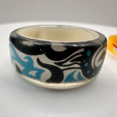 Vintage 90s Boho Swirl Geometric Round Ring Set Women's Classic Jewelry Retro - Thumbnail 4