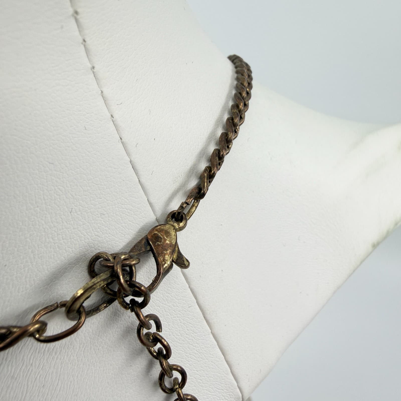 Vintage Y2K Beaded Fringe Pendant Necklace Geometric Southwestern Blue Cream - Thumbnail 9