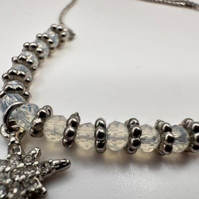 Vintage 80s Adjustable Silver Tone Star Beaded Bono Bracelet Jewelry Statement - Thumbnail 4