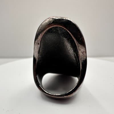 Vintage 90s Clear Glass Rhinestone Geometric Ring Silver Tone Women's Jewelry - Thumbnail 3