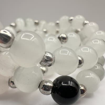 Vintage 90s White Glass Beaded Multi Strand Bracelet Boho Women's Jewelry Y2K - Thumbnail 6