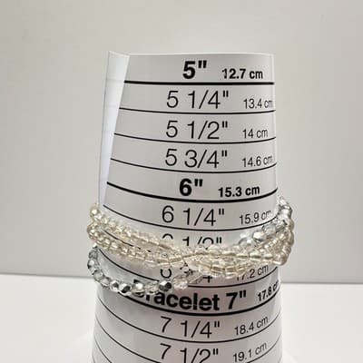 Vintage 90s Beaded Stretch Bracelet Set Silver Glass Boho Fashion Jewelry Retro - Thumbnail 7
