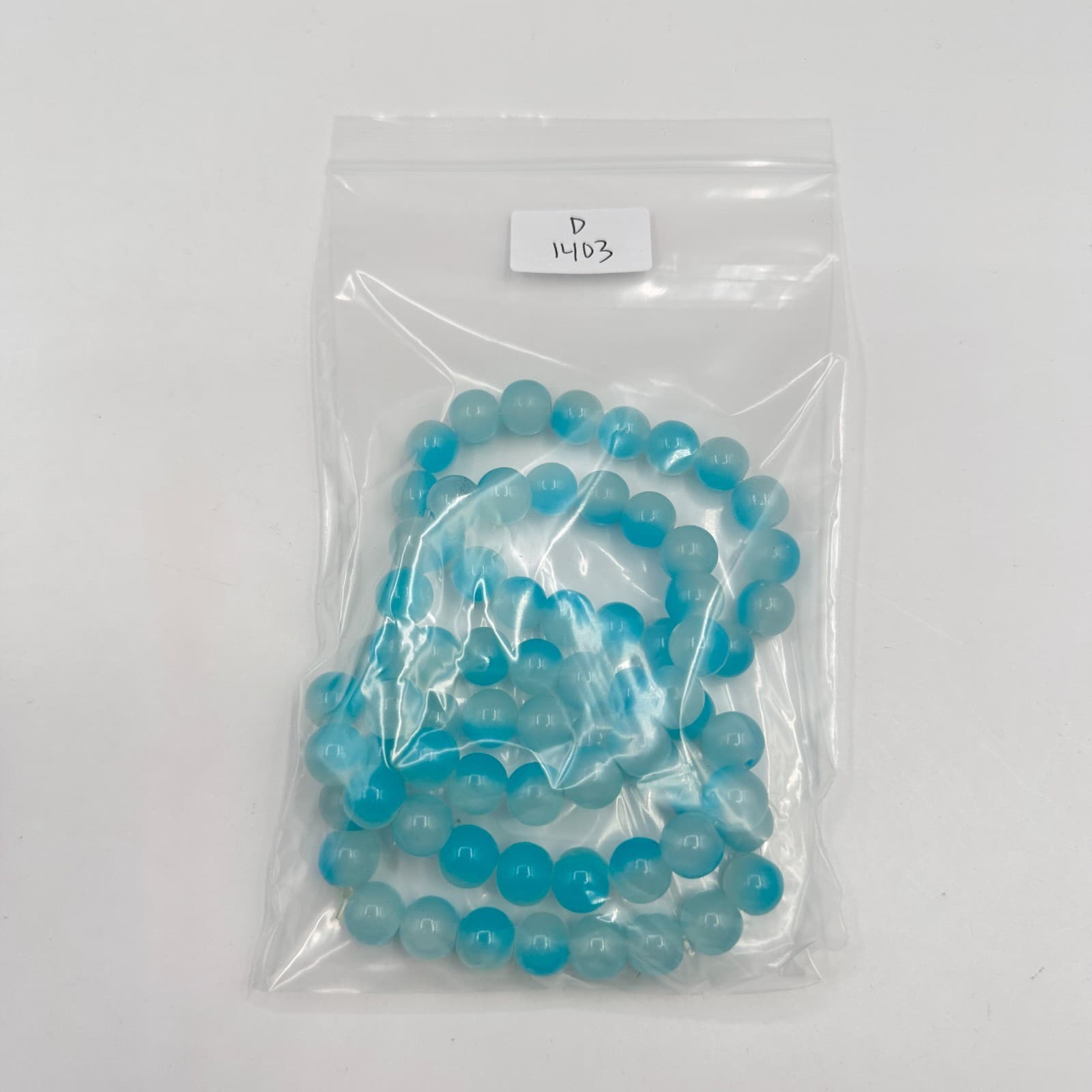 Vintage 90s Blue Aqua Glass Bead Stretch Bracelet Boho Stackable Fashion Boho - Thumbnail 7