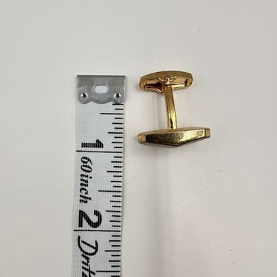 Vintage 90s Gold Tone Glass Rhinestone Cufflinks Classic Men's Fashion Jewelry - Thumbnail 8