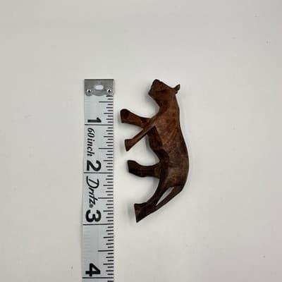 Vintage 90s Hand Carved Wood Animal Set Rhino Zebra Lion Safari Figurines Retro - Thumbnail 9
