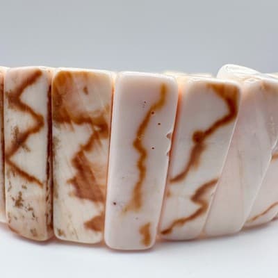 Vintage 90s Boho Cream Shell Stretch Bracelet Natural Stone Beach Accessory Y2K - Thumbnail 7