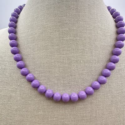 Vintage 90s Chunky Purple Lucite Ball Bead Necklace Statement Costume Jewelry - Thumbnail 2
