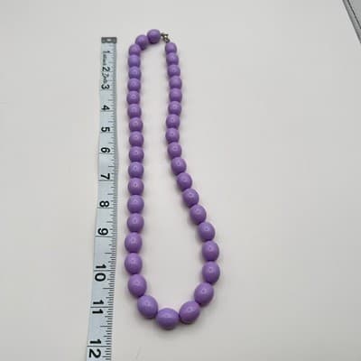 Vintage 90s Purple Lavender Beaded Chunky Necklace Retro Boho Women's Jewlery - Thumbnail 8