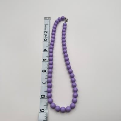 Vintage 90s Chunky Purple Lucite Ball Bead Necklace Statement Costume Jewelry - Thumbnail 7