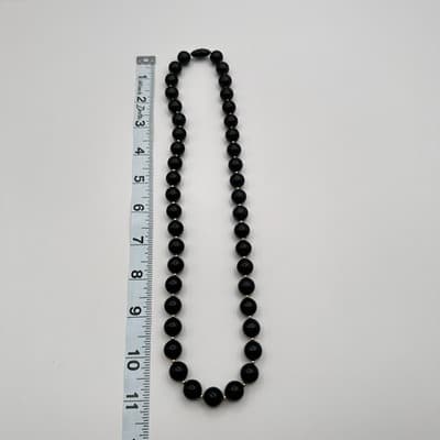 Vintage Y2K Glossy Black Round Beaded Necklace Gold-Tone Women Jewelry Bib Y2K - Thumbnail 6