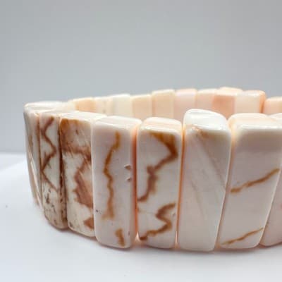 Vintage 90s Boho Cream Shell Stretch Bracelet Natural Stone Beach Accessory 90s - Thumbnail 3