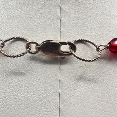 Vintage 90s Red Glass Heart Pendant Necklace Silver Tone Boho Statement Jewelry - Thumbnail 6
